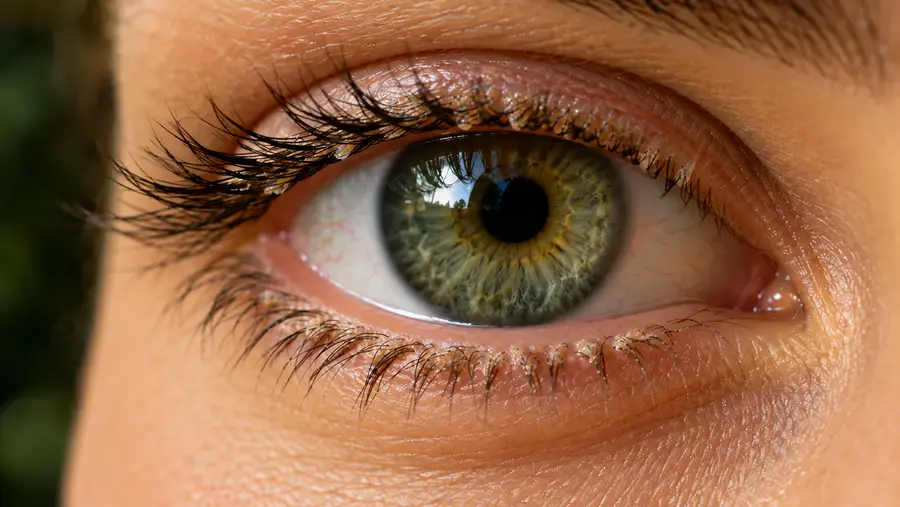 Eyelid margin with debris at the lash bases before cleaning