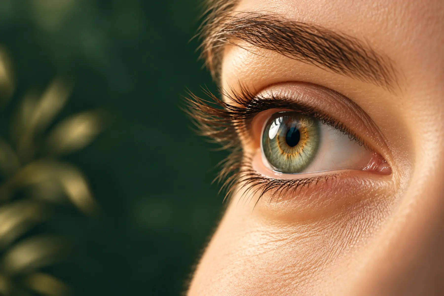 Close view of a healthy eye and tear film