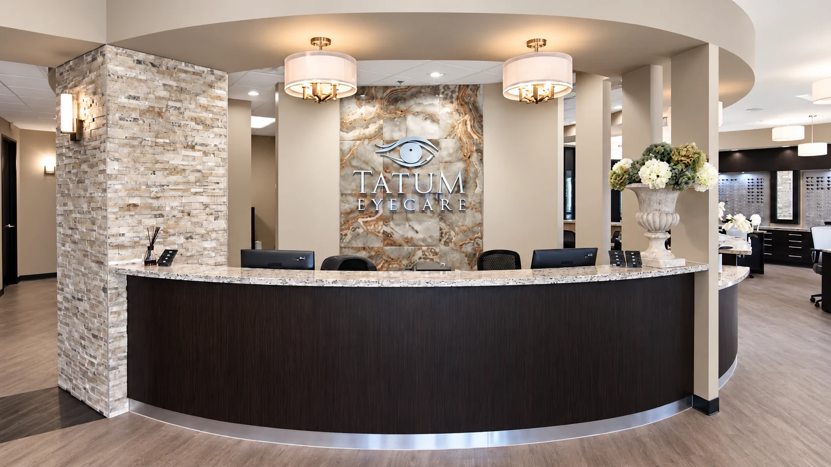 Tatum Eyecare reception desk and optical showroom