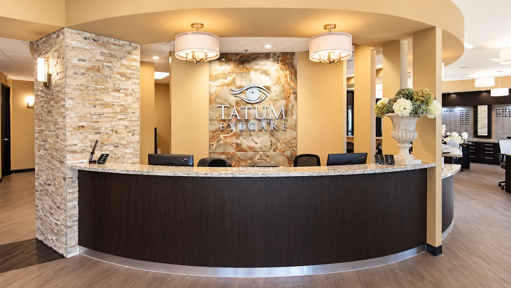 Tatum Eyecare reception desk and optical showroom