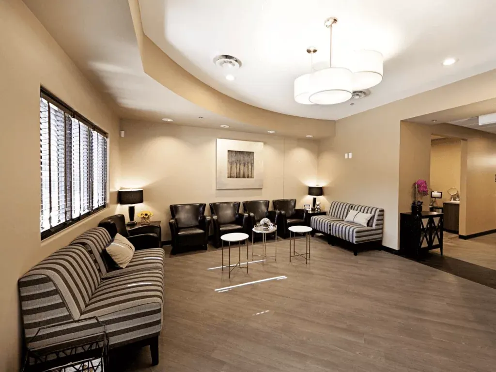 The spacious waiting room at Tatum Eyecare with comfortable seating and natural light