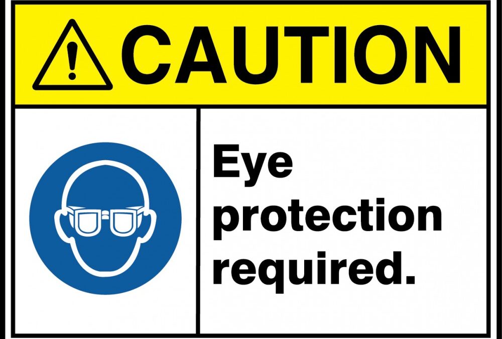 Eye protection sign for workplace eye safety month in March of every year