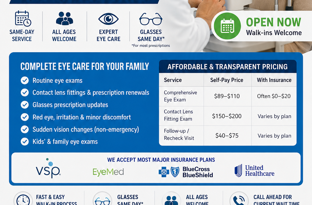 Walk-In Eye Exam in Phoenix — No Appointment Needed